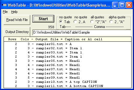 WebTable Screenshot